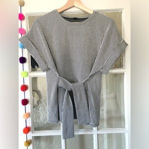 Black and White Striped Top by Express w/Tie Detail for Slimming look.